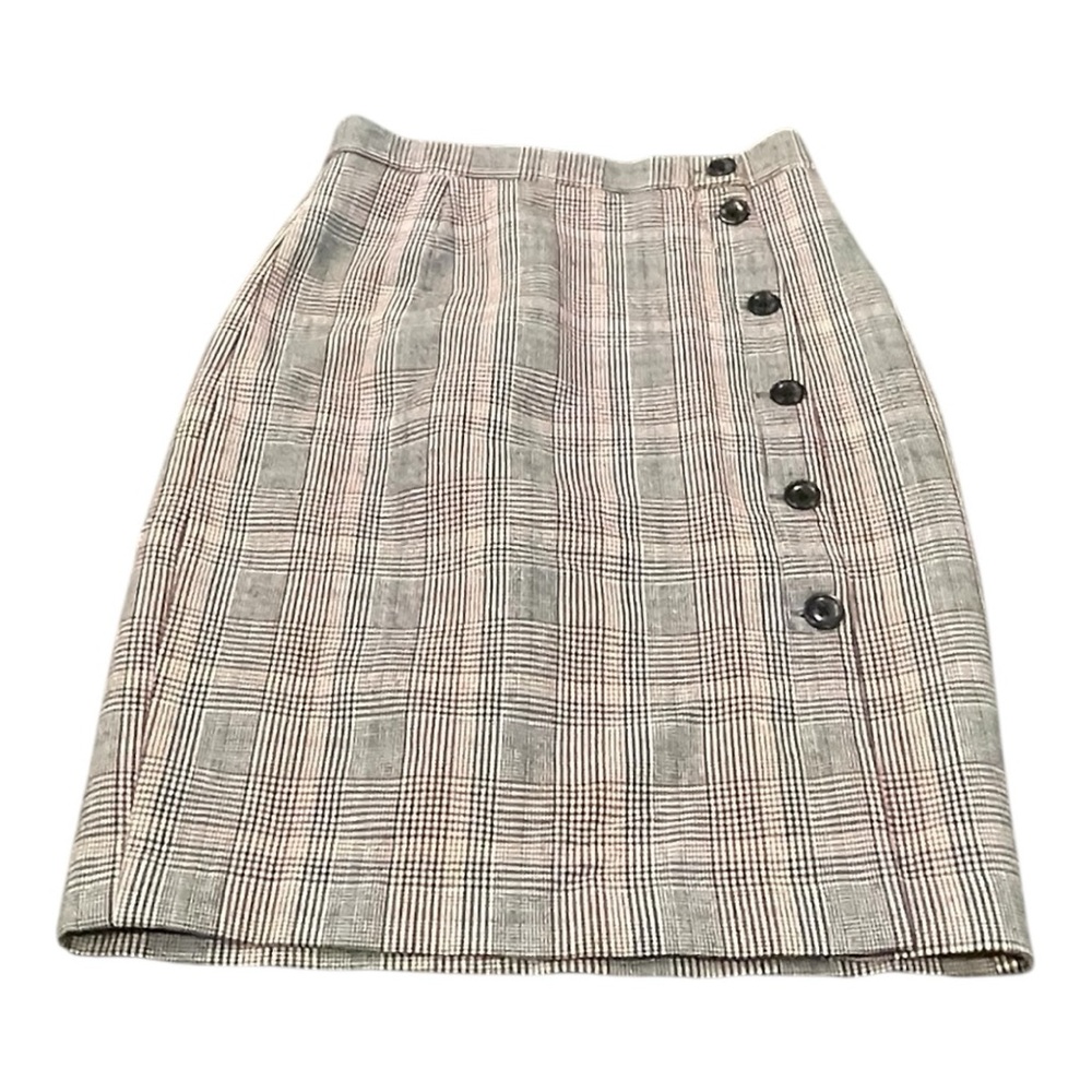 H&M Plaid Button Front Pencil Skirt | Size 2 |‎ Classic Check Print